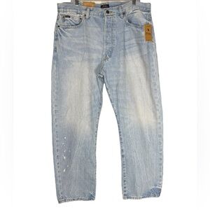 Polo Ralph Lauren Anders Classic Taper Jeans Mens Sz 36 Rope Dyed Light Blue NWT